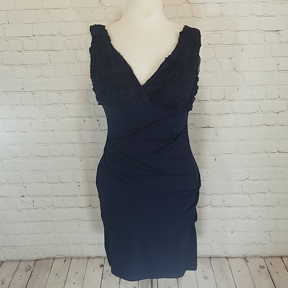 En Focus navy blue stretchy dress - Picture 1 of 7